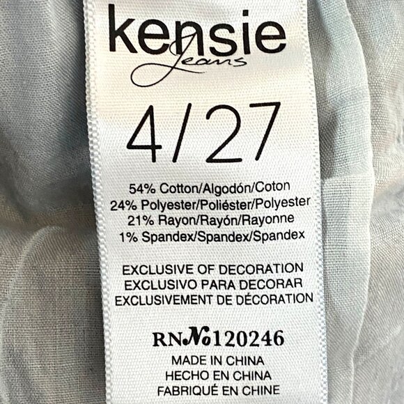 Kensie Jeans High Rise Cut-Off Bermuda Stretch Denim Blue Jean Shorts Size 4/27 - Picture 7 of 7